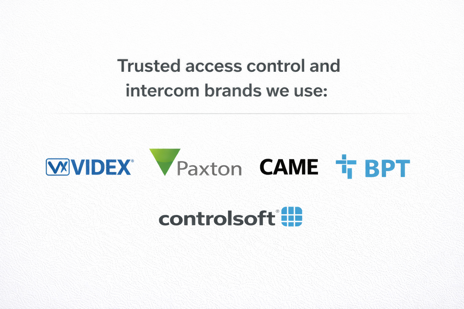 Access control and intercom brands used by Corp Fire and Security